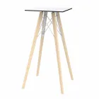 Square Design High Bar Table in Wood and Hpl, 4 Pieces - Faz Wood by Vondom Viadurini