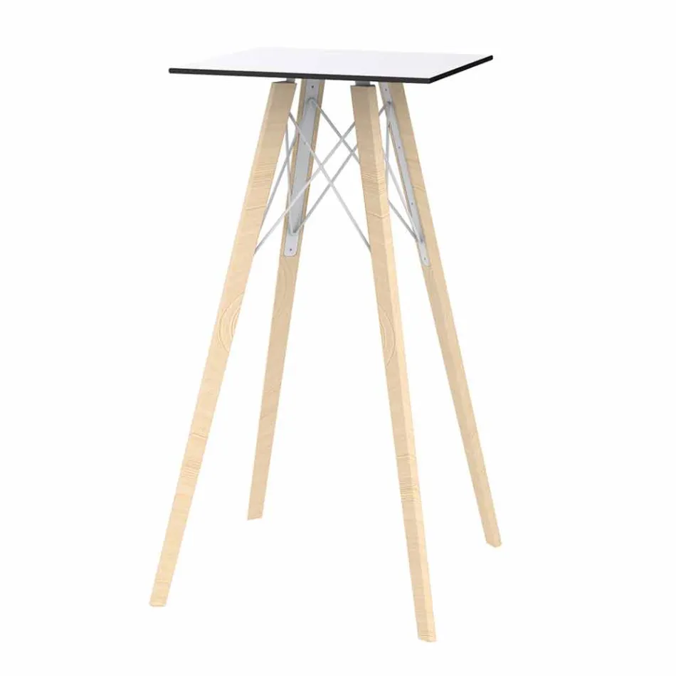 Square Design High Bar Table in Wood and Hpl, 4 Pieces - Faz Wood by Vondom Viadurini