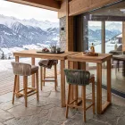 High Bar Table Made of Brushed Natural Teak - Sponda Viadurini