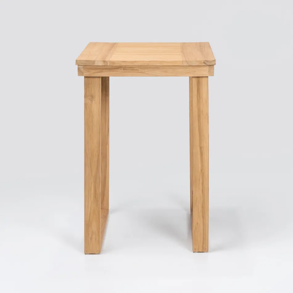 High Bar Table Made of Brushed Natural Teak - Sponda Viadurini