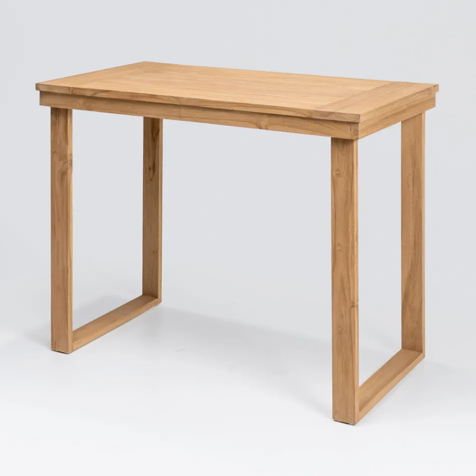 High Bar Table Made of Brushed Natural Teak - Sponda Viadurini