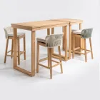 High Bar Table Made of Brushed Natural Teak - Sponda Viadurini