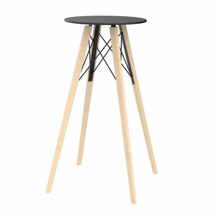 Round Design High Bar Table in Wood and Hpl, 4 Pieces - Faz Wood by Vondom Viadurini