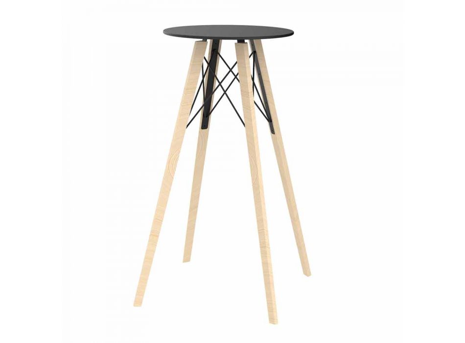 Round Design High Bar Table in Wood and Hpl, 4 Pieces - Faz Wood by Vondom Viadurini