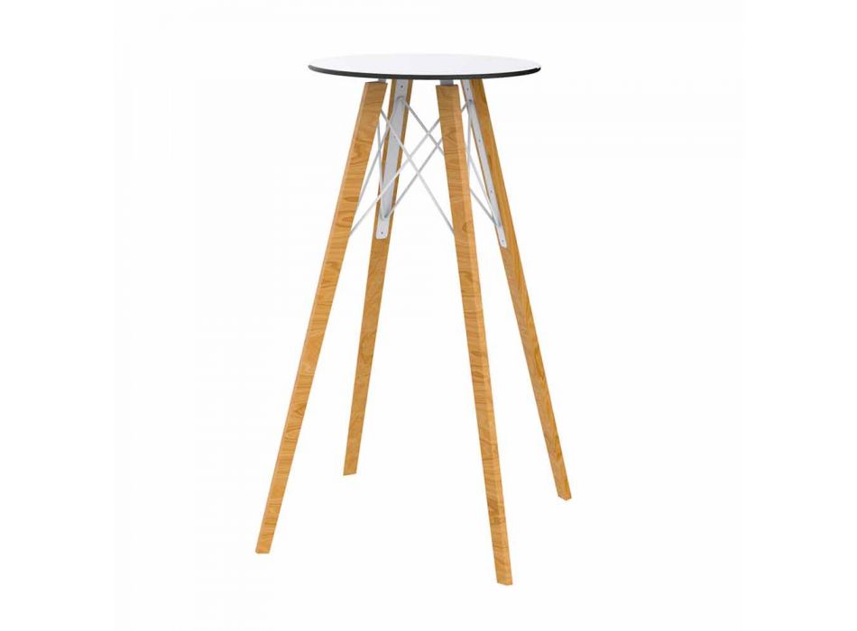 Round Design High Bar Table in Wood and Hpl, 4 Pieces - Faz Wood by Vondom Viadurini
