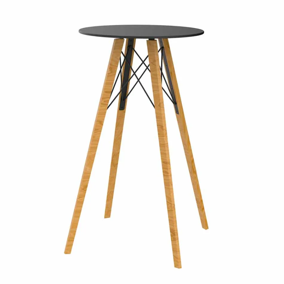 Round Design High Bar Table in Wood and Hpl, 4 Pieces - Faz Wood by Vondom Viadurini