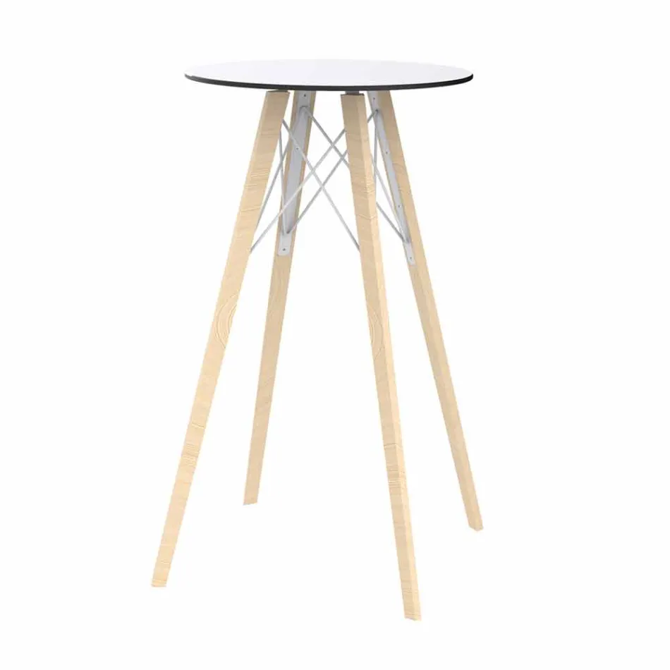 Round Design High Bar Table in Wood and Hpl, 4 Pieces - Faz Wood by Vondom Viadurini