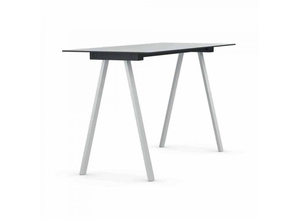 Outdoor High Table in Metal and Rectangular HPL Made in Italy - Devin Viadurini