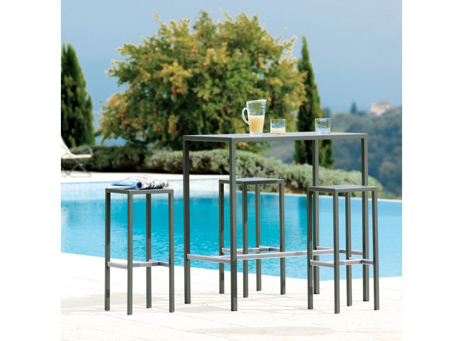 Garden High Table in Galvanized Steel Made in Italy - Vesna Viadurini