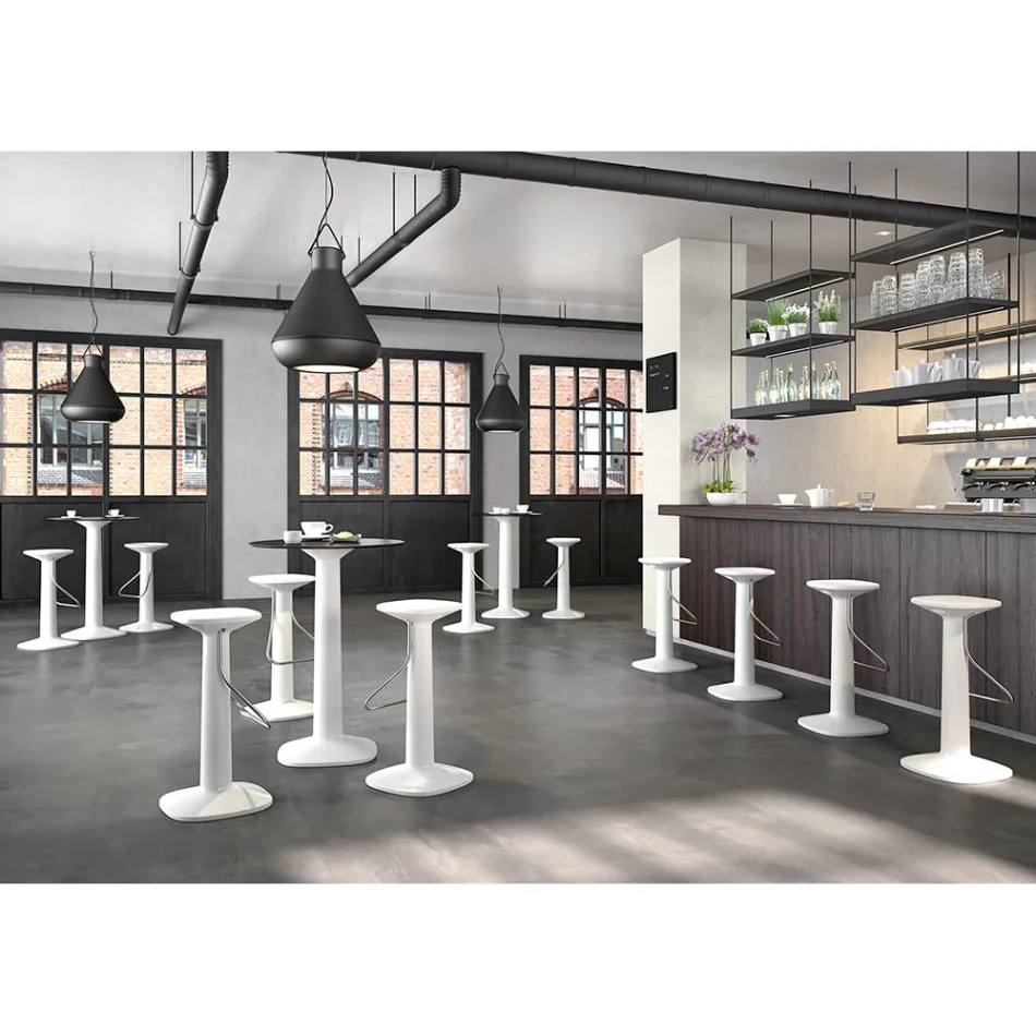 High Round Table in Polyethylene with HPL Top Made in Italy - Pito Viadurini