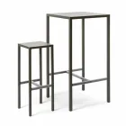 Bar Table with 4 Outdoor Stools in Painted Metal Made in Italy - Fada Viadurini