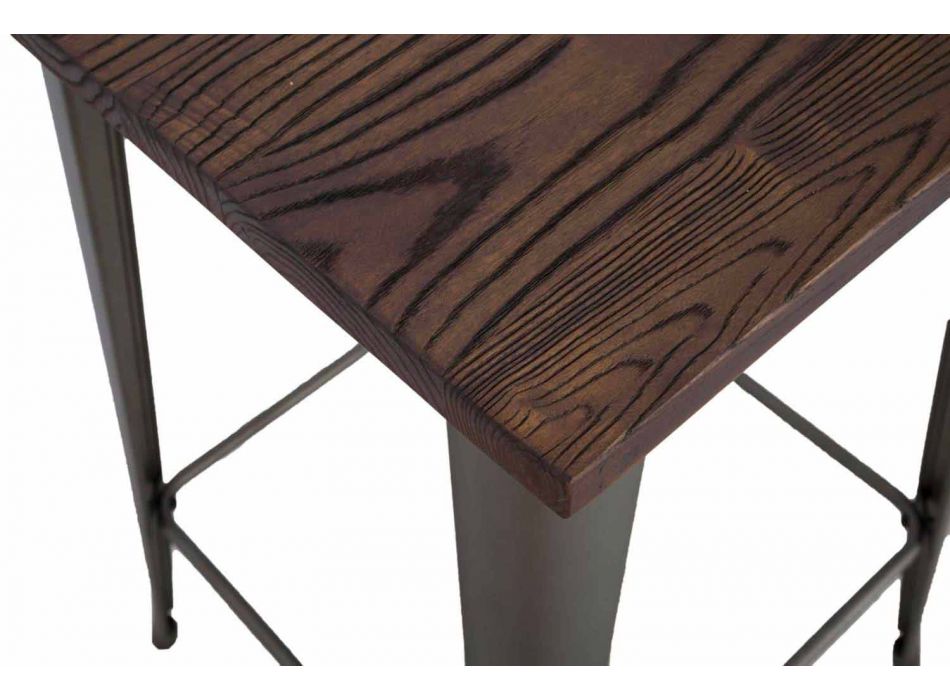 Modern Industrial Style Square Bar Table in Iron and Wood - Sophie Viadurini
