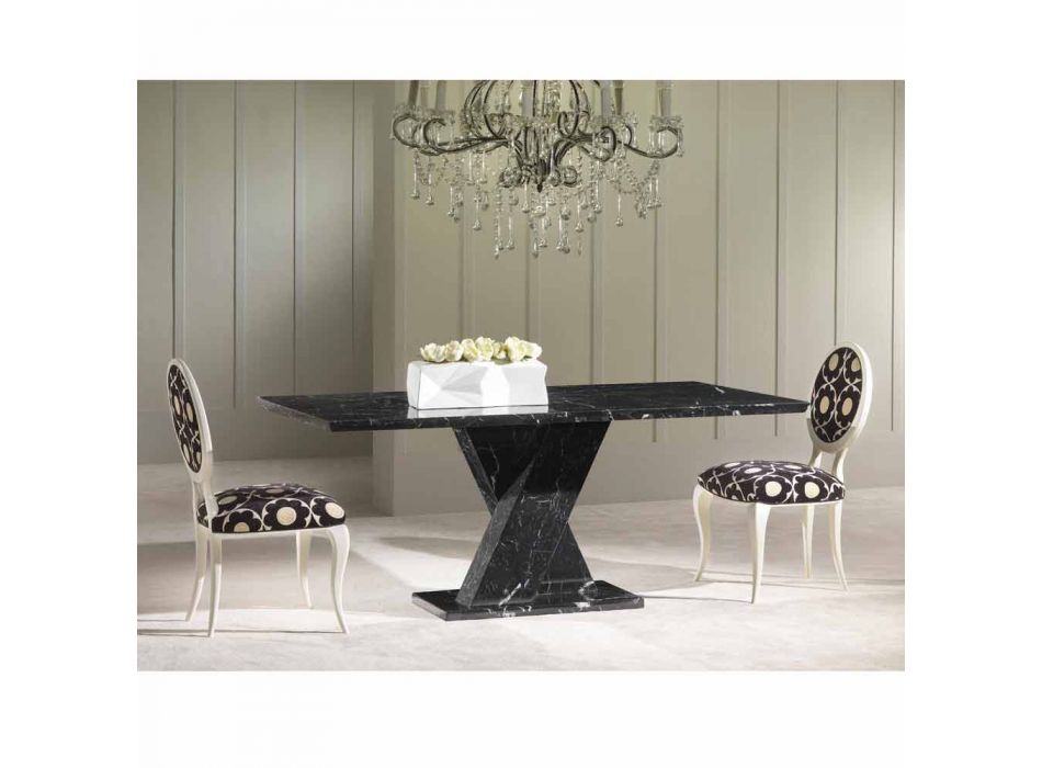 Classic fixed marble table with Byron crossed base Viadurini