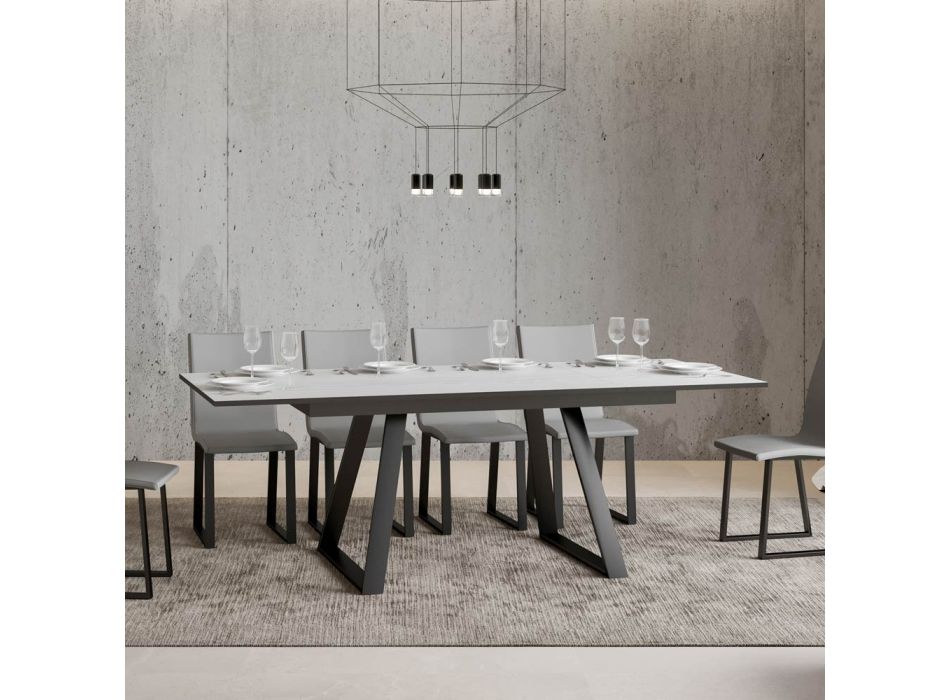 Table with 1 60 cm extension Made of Iron and Wood Made in Italy - Sole Viadurini
