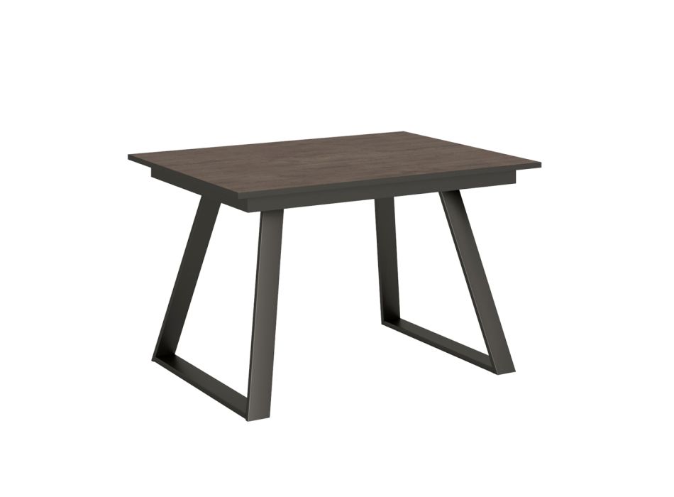Table with 1 60 cm extension Made of Iron and Wood Made in Italy - Sole Viadurini