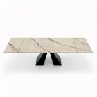 Table with Integrated Extensions in Ceramic and Steel Made in Italy - Dalmata Viadurini