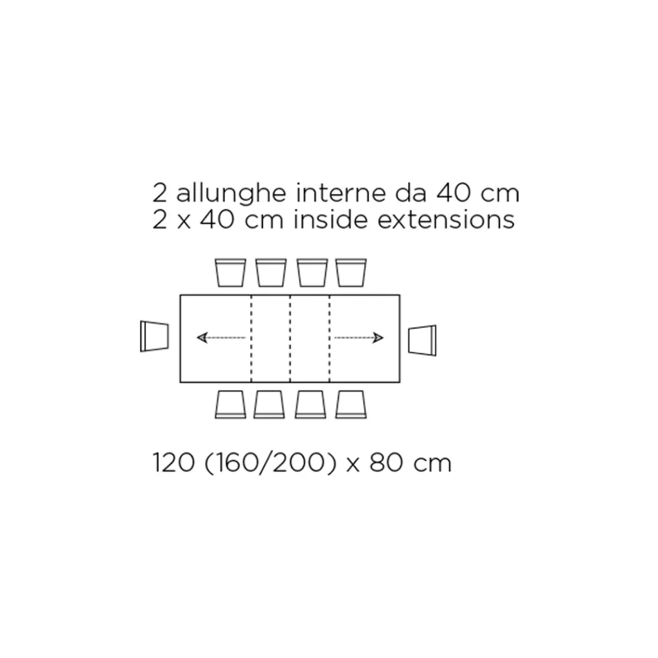 Table with Internal Extensions and Folding Edge in Laminate Made in Italy - Gordito Viadurini