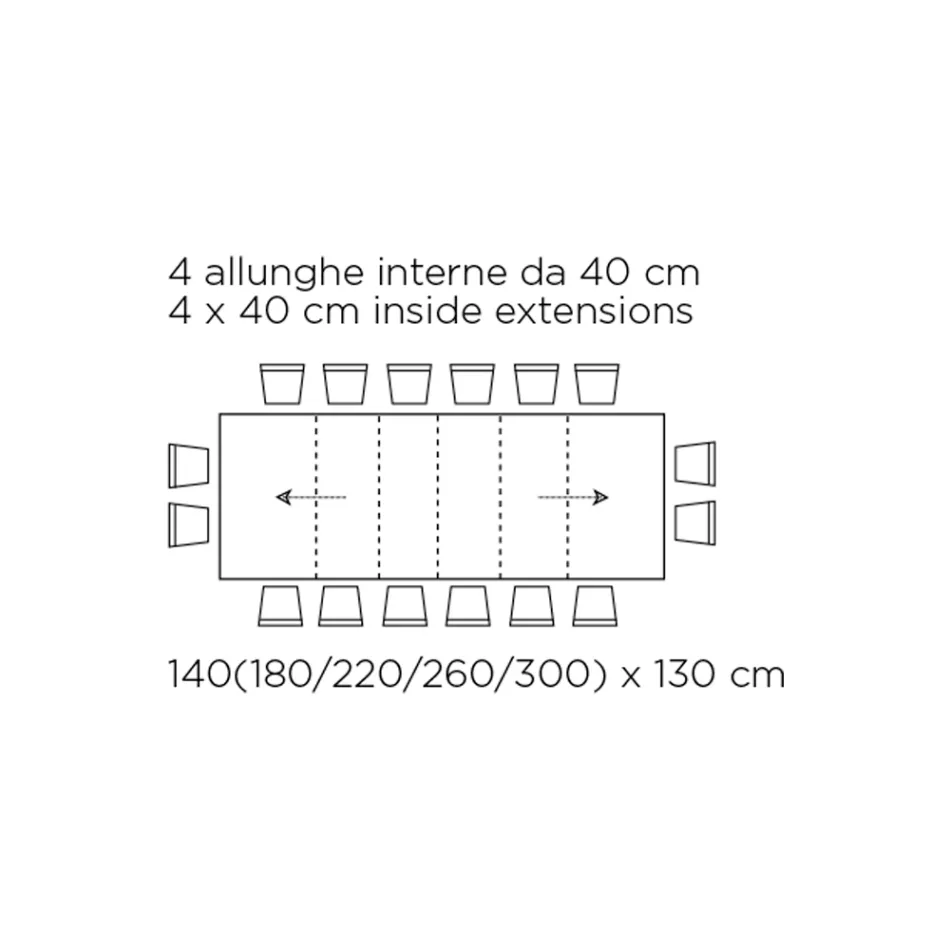 Table with Internal Extensions and Folding Edge in Laminate Made in Italy - Gordito Viadurini