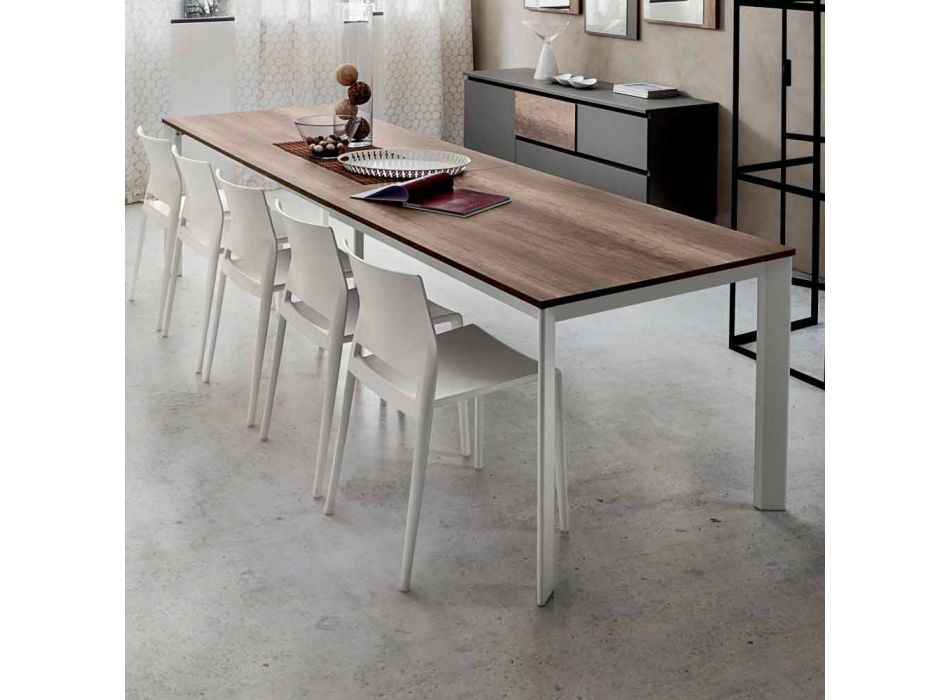 Table with Extendable Top Up to 334 cm Wood Effect Made in Italy - Bavaria Viadurini