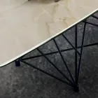 Table with barrel-shaped ceramic top and steel base Made in Italy - Ezzellino Viadurini