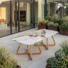 Table with Ceramic Top and Solid Teak Base Made in Italy - Blouse Viadurini