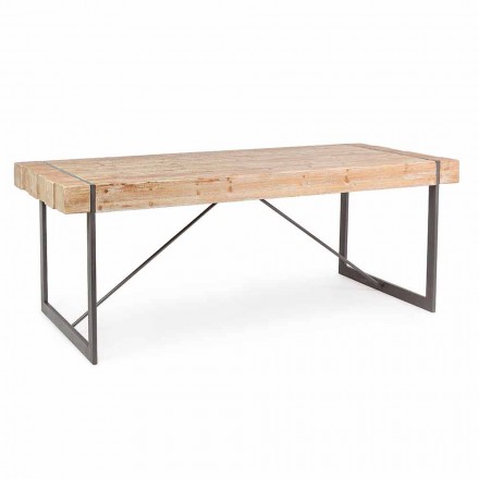 Homemotion Industrial Style Fir Wood Table - Wallie Viadurini