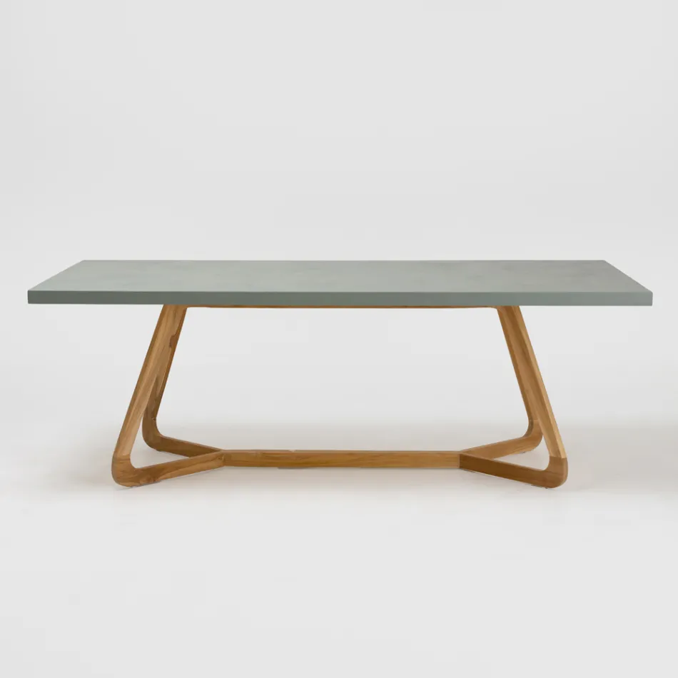 Table with Okumè top with Microcement finish Made in Italy - Blouse Viadurini