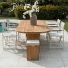 Table with Brushed Teak Top and Rounded Corners - Destination Viadurini