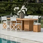 Table with Brushed Teak Top and Rounded Corners - Destination Viadurini