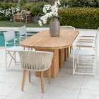 Table with Brushed Teak Top and Rounded Corners - Destination Viadurini