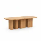 Table with Brushed Teak Top and Rounded Corners - Destination Viadurini