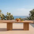 Table with Brushed Teak Top and Rounded Corners - Destination Viadurini