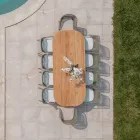 Table with Brushed Teak Top and Rounded Corners - Destination Viadurini