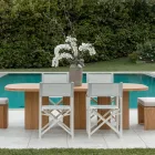 Table with Brushed Teak Top and Rounded Corners - Destination Viadurini