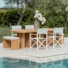 Table with Brushed Teak Top and Rounded Corners - Destination Viadurini