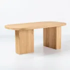 Table with Brushed Teak Top and Rounded Corners - Destination Viadurini