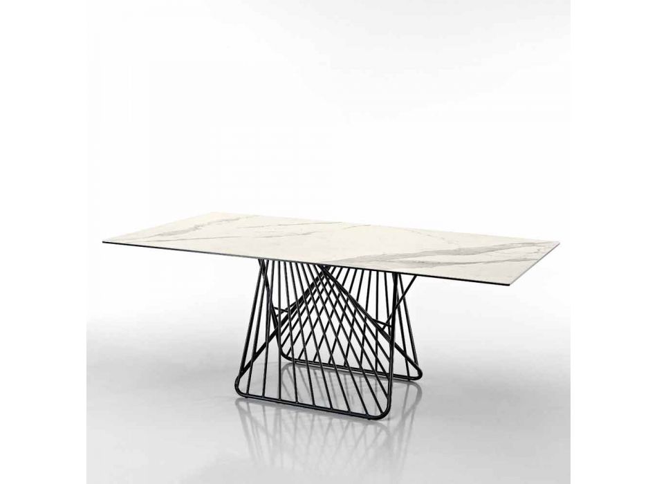Table with top made in Italy modern glass ceramic, Mitia Viadurini
