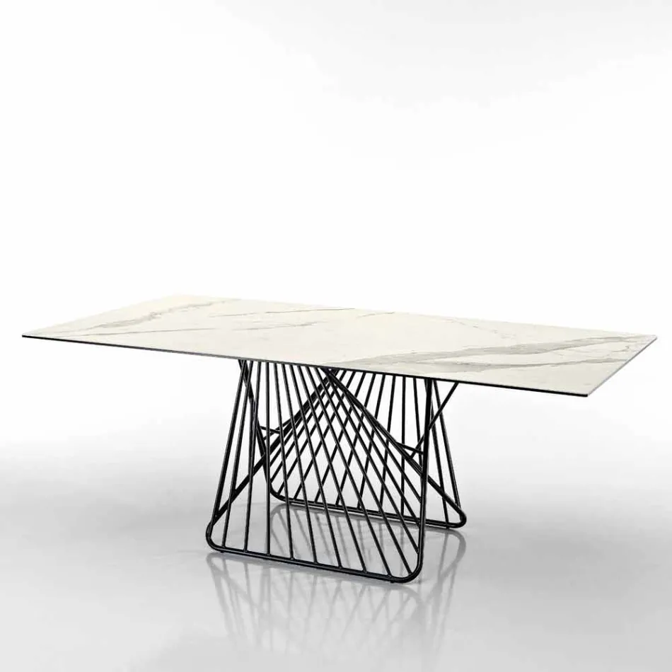 Table with top made in Italy modern glass ceramic, Mitia Viadurini