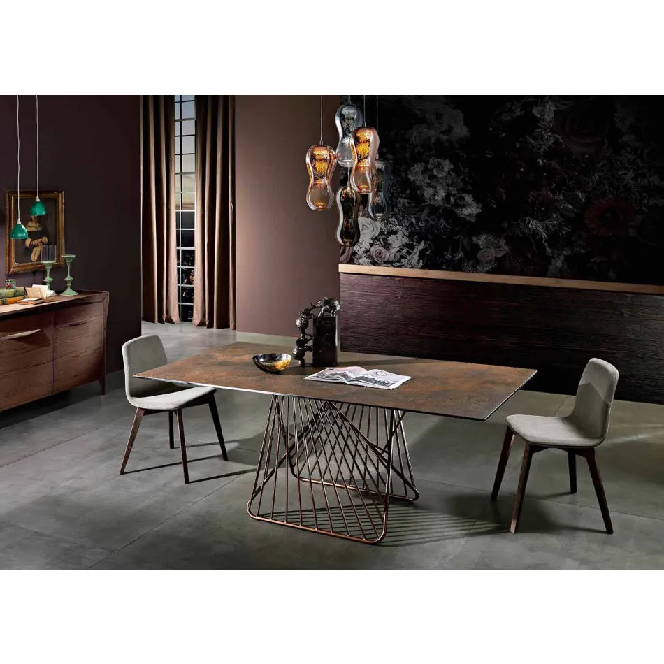 Table with top made in Italy modern glass ceramic, Mitia Viadurini