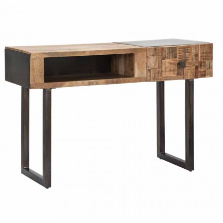 Console Table in Iron and Acacia Wood with Design Drawer - Dena Viadurini