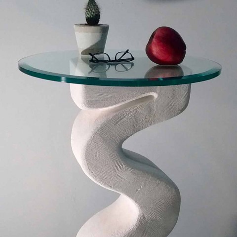 Crystal And Vicenza Natural Stone Babylas, Round Console Tables