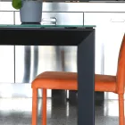 Extendable Kitchen Table Up to 170 cm in Metal and Tempered Glass - Berto Viadurini