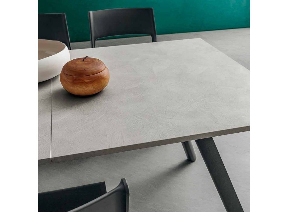 Extendable Kitchen Table Up to 210 cm Stone Effect Made in Italy - Giocondo Viadurini