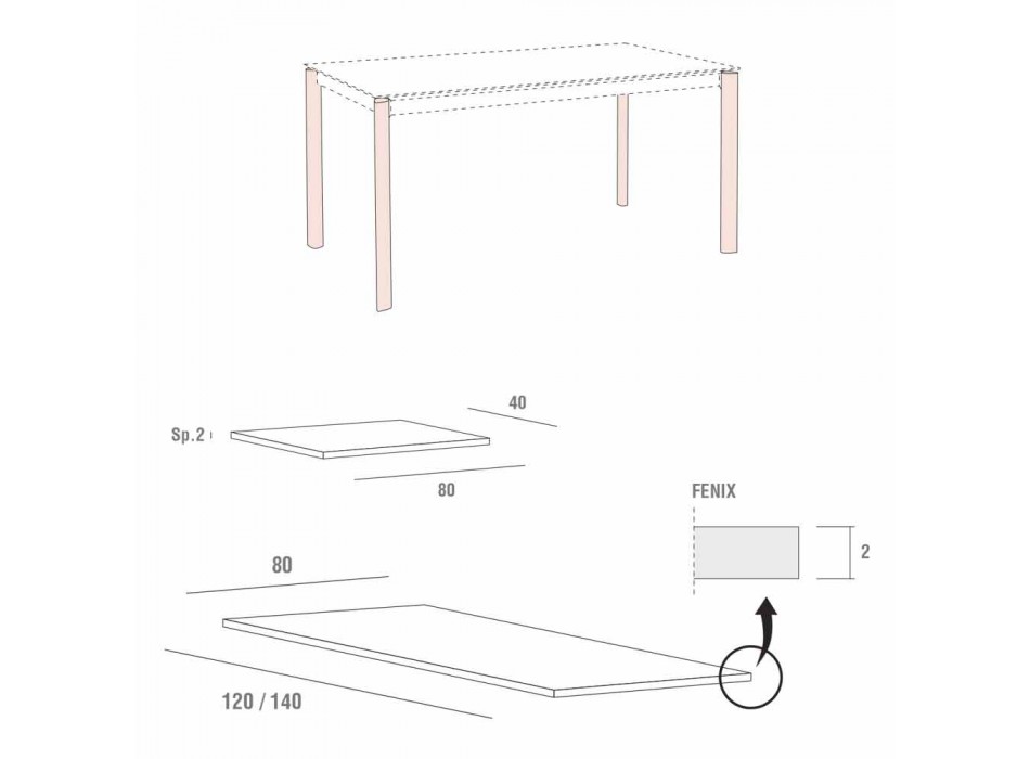 Extendable Kitchen Table Up to 240 cm in Fenix Made in Italy - Maltese Viadurini