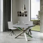 Extendable Kitchen Table up to 440 cm in Wood and Iron Made in Italy - Lennon Viadurini