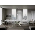 Extendable Kitchen Table up to 440 cm in Wood and Iron Made in Italy - Lennon Viadurini