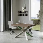 Extendable Kitchen Table up to 440 cm in Wood and Iron Made in Italy - Lennon Viadurini