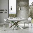 Extendable Kitchen Table up to 440 cm in Wood and Iron Made in Italy - Lennon Viadurini