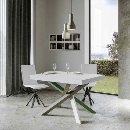 Extendable Kitchen Table up to 440 cm in Wood and Iron Made in Italy - Lennon Viadurini