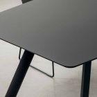 Kitchen Table in Laminated Fenix and Black Aluminum Made in Italy - Lingotto Viadurini
